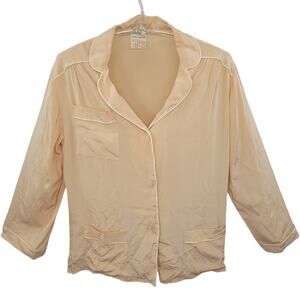 Henri Bendel Pink Silk‎ Blouse – Romantic Vintage 80s Contrast-Trim Top
